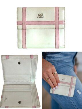 RARE Y2K VTG. PINK/WHITE LEATHER COURREGES WALLET